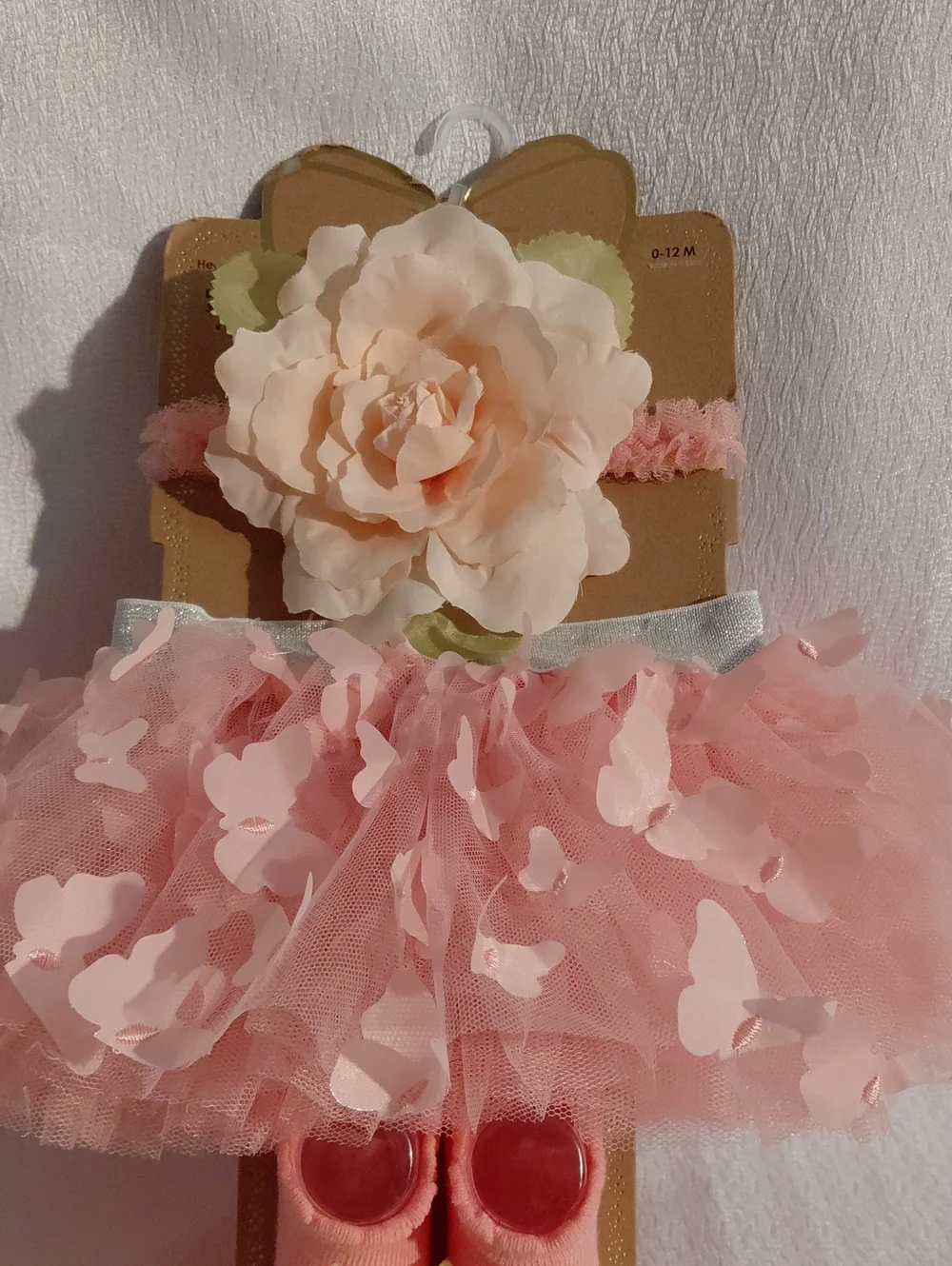 First Steps Baby Pink Tutu Booties 3 Pc Set Skirt & Flower Shoe Set - Kids Shoes
